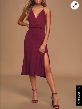 Like New Lulus x Lush Wrap-Front Midi Dress with Side Buttons